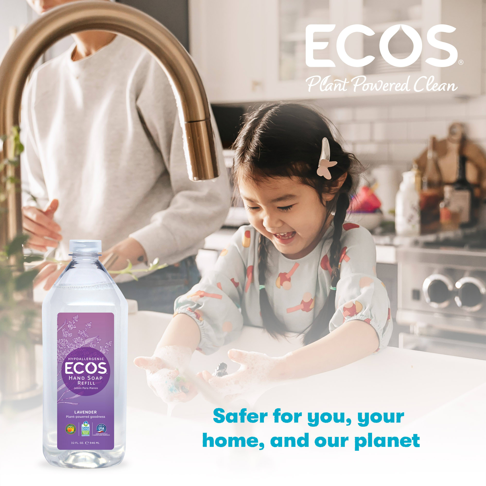 ECOS Hypoallergenic Lavender Scented Refill Hand Soap, 32 fl. oz.