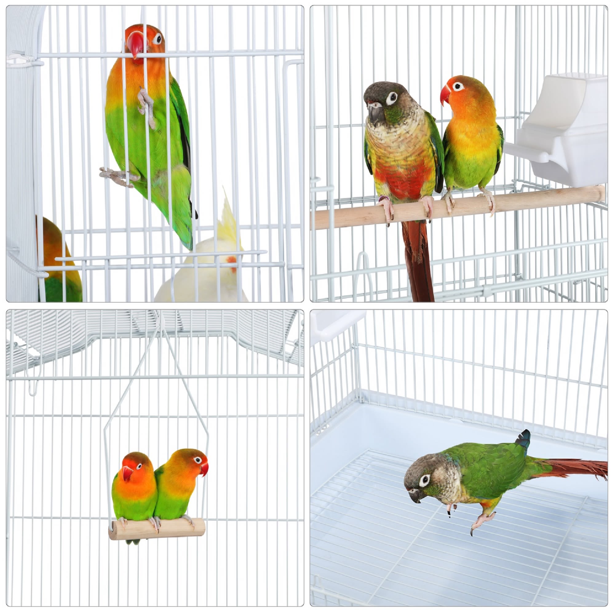 Topeakmart White Open Top Metal Bird Cage, 41" H