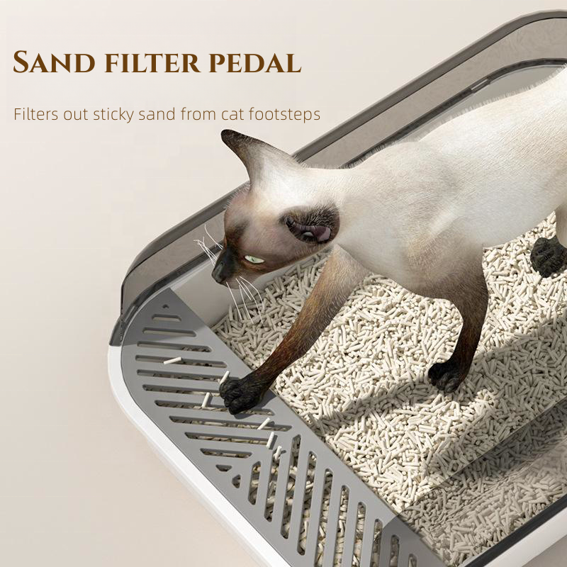 OF New Design Semi Closed Splash Proof Plastic Cat Litter Tray Cat Litter Box Toilet With Shovel