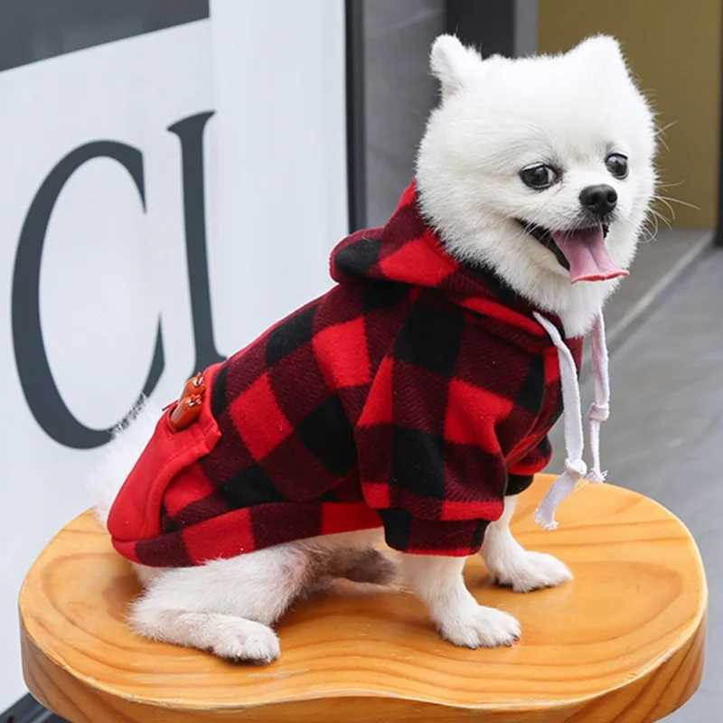 Winter Warm Dog Hoodie Pet Jacket Plaid Pocket Coat Cold Weather Dog Clothes Pet Apparel for Small Medium Large DogsXJ241125