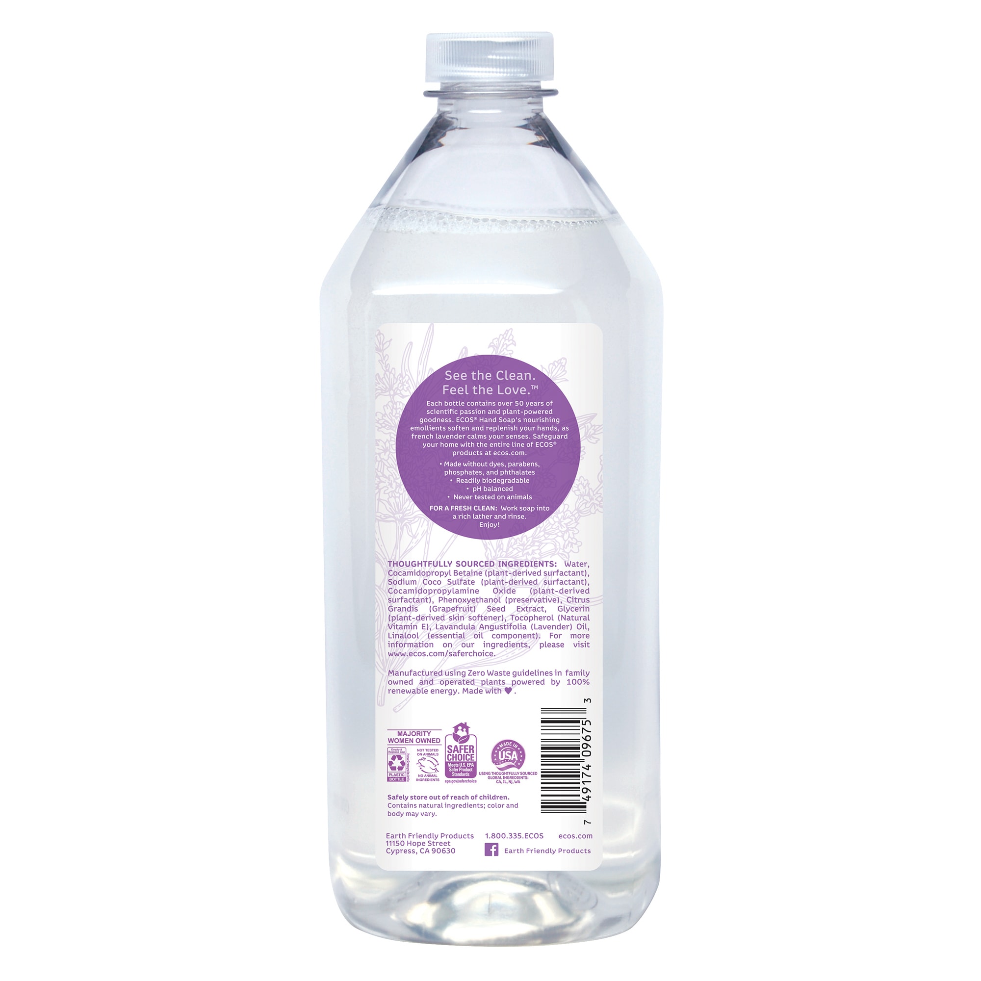 ECOS Hypoallergenic Lavender Scented Refill Hand Soap, 32 fl. oz.
