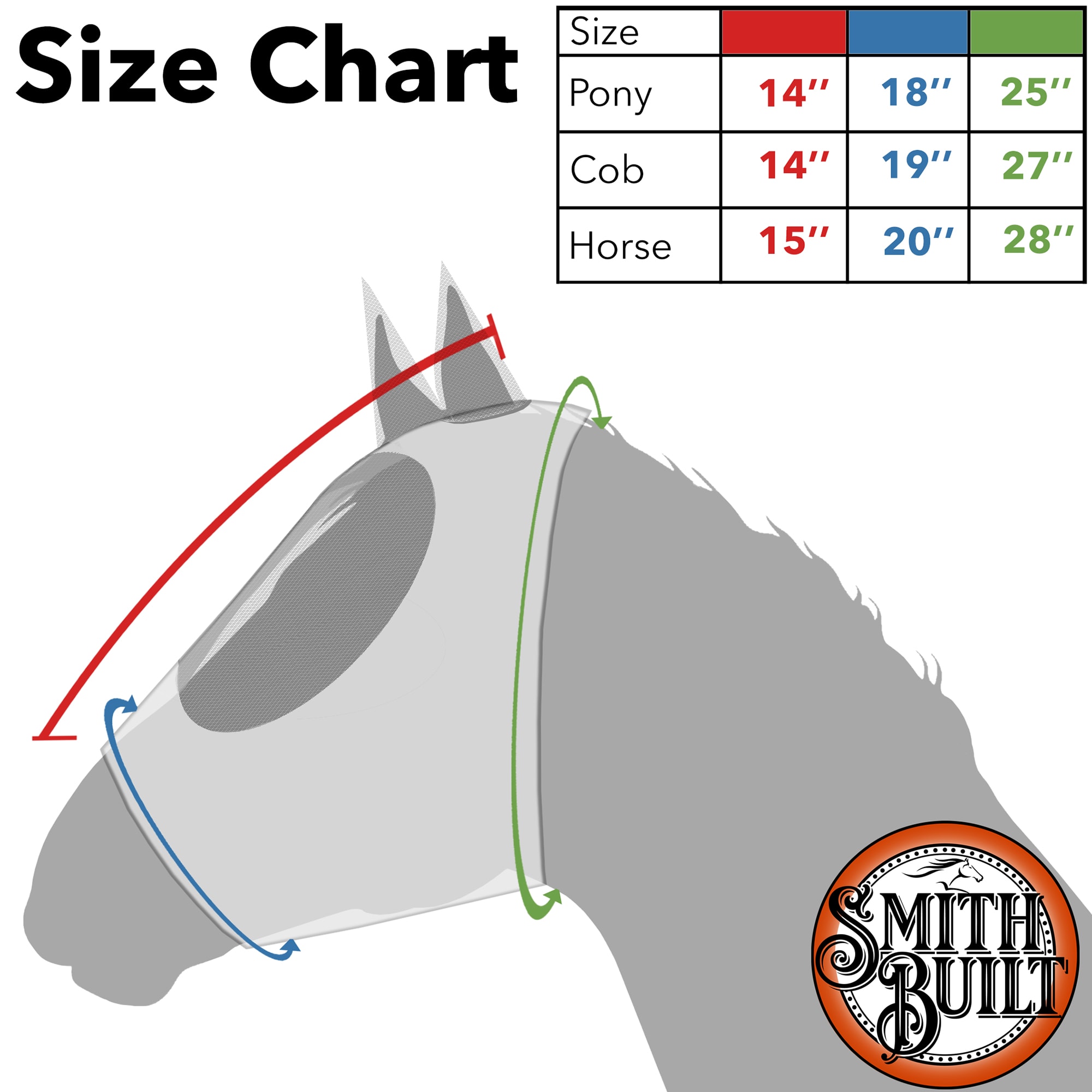 SmithBuilt Blue Mesh Fly Mask for Horses, Cob