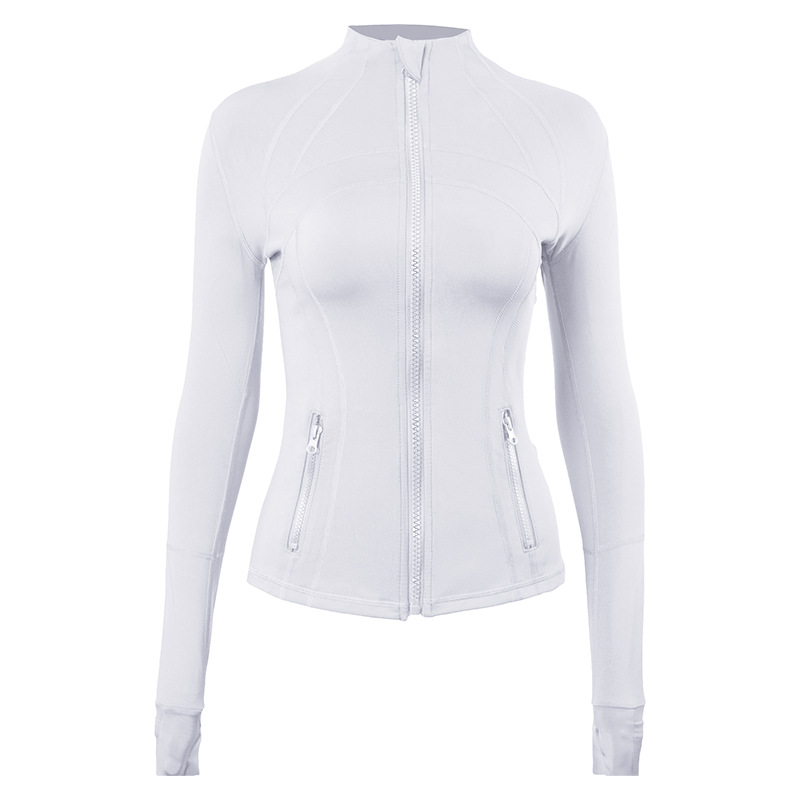 5A Women's Yoga long sleeves Jacket and Gold zip Outfit Solid Color Sports Shaping Waist designer jackets For Lady