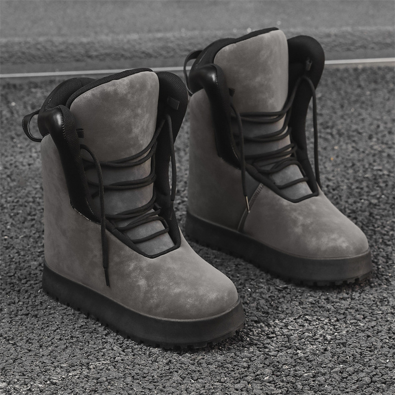 Bread big yellow winter velvet warm high top casual shoes, trendy versatile workwear, cotton boots, men's shoes