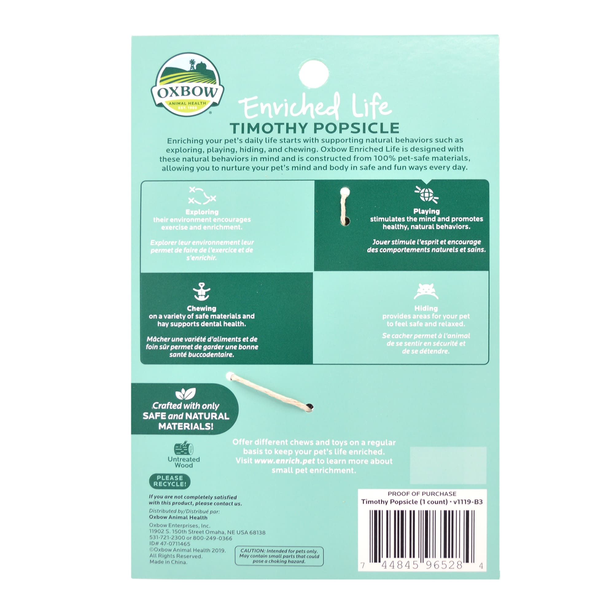 Oxbow Enriched Life Timothy Popsicle for Rabbit, 0.06 lbs.