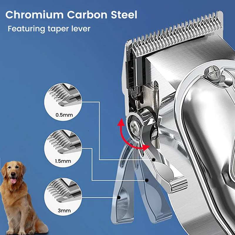 Professional Dog Hair Clipper All Metal Rechargeable Pet Trimmer Cat Shaver Cutting Machine Puppy Grooming Haircut Low Noice 241125