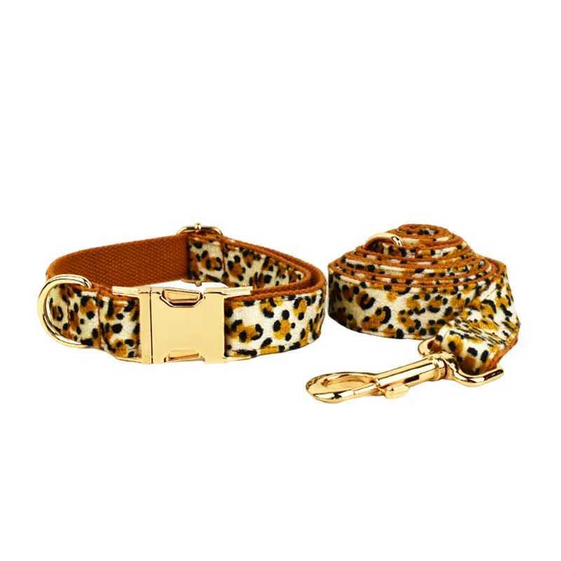 Leopard personalized name collar customized small dog harness for small and medium-sized dogs vest harness Leopard dog poop bag bow X250326