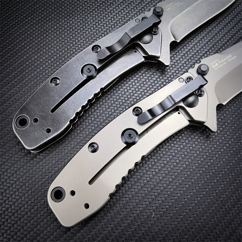 High Quality 1556 KS Cryo II Assisted Flipper Bead Blast Plain Blade All-steel Handle Work S Easy To Carry Outdoor Hunting Hiking Pocket Knife