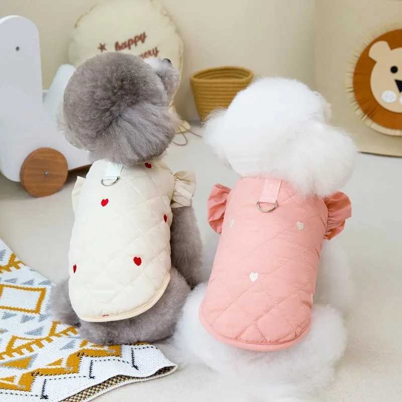 Pet Dog Love Flying Sleeve Thick Parkas Pet Puppy Jacket Small Dog Winter Warm Flying Sleeve Coat Tank Top Puppy ClothingXJ241125