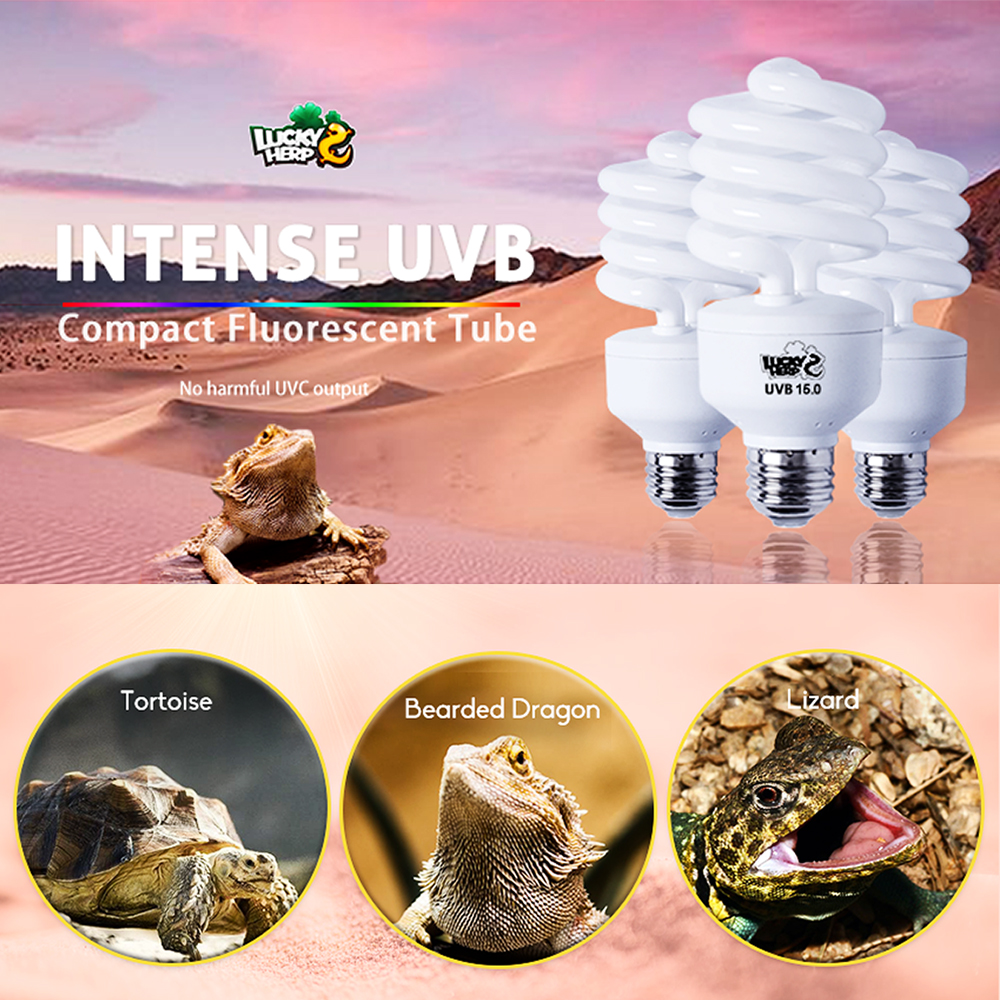 26w UVB15.0 compact fluorescent reptile lamp light bulb for tropical turtles and chameleons