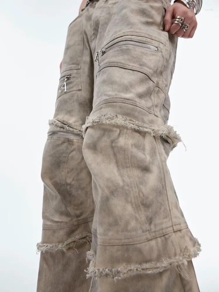 Men's Jeans Ropa Grunge Y2k Streetwear Vintage Grey Baggy Stacked Cargo Pants For Men Clothes Wide Leg Gothic Loose Long Trousers