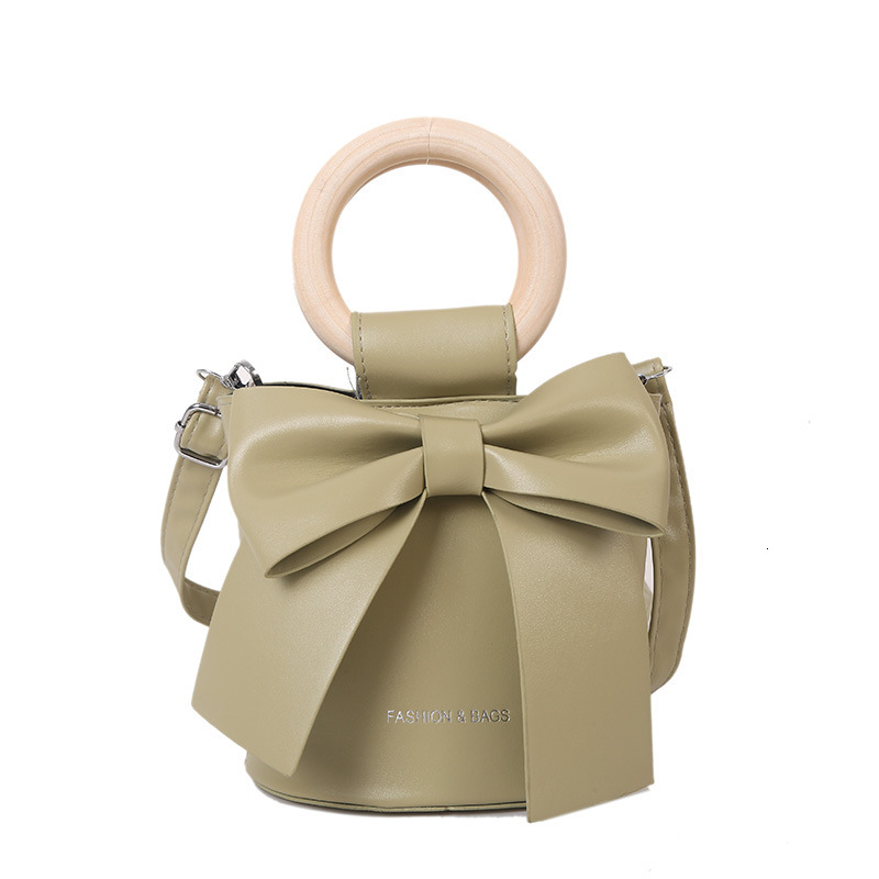 Sweet Bow Designer Mini Shoulder Leather Bucket Crossbody Bag, Women's Fashion Brand Handbag, Women's Handbag