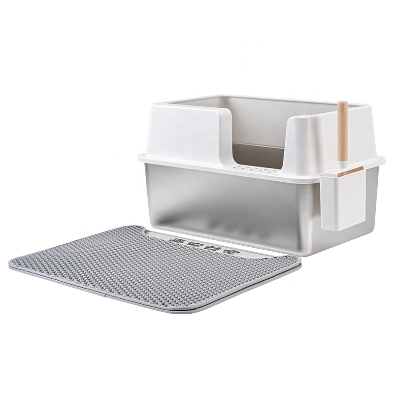Large Stainless Steel Cat Litter Box Anti-Sand Pedal Shovel Non-Stick Bottom No Mark Easy Cleaning High Sand No Cats Accessories