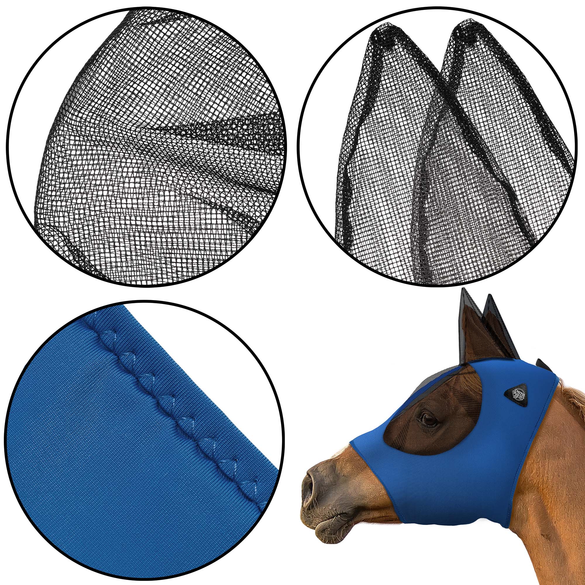 SmithBuilt Blue Mesh Fly Mask for Horses, Cob