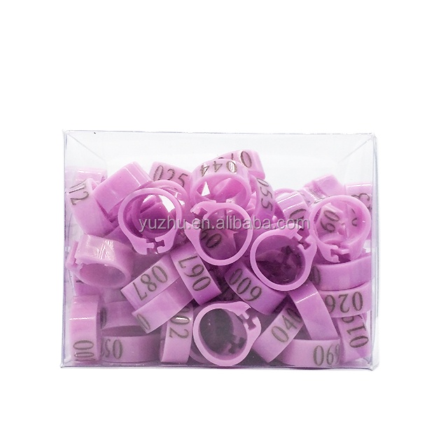 Pigeon Clip digital ring 100pcs/ box with serial number 001-100 for racing pigeon leg ring purple color