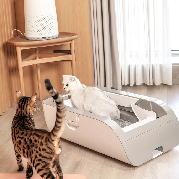 2022 Gray Multi Functional Cat Self Cleaning Automatic Cat Litter Box for Cats