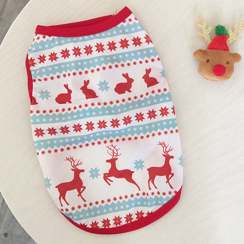 LM0355K Christmas Pet dog clothing Cat Christmas Decorative Vest Small dog Christmas snowman clothes