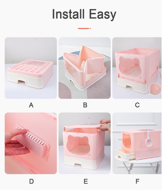 Fully Enclosed Cat Litter Box with Lid Collapsible Ultra Cat Litter Box Drawer Cat Litter Pan