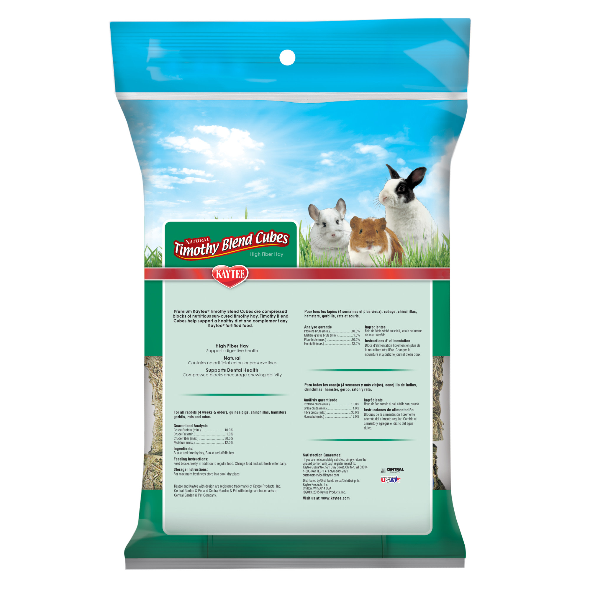 Kaytee Natural Timothy Blend Cubes for Rabbits & Small Animals, 16 oz.