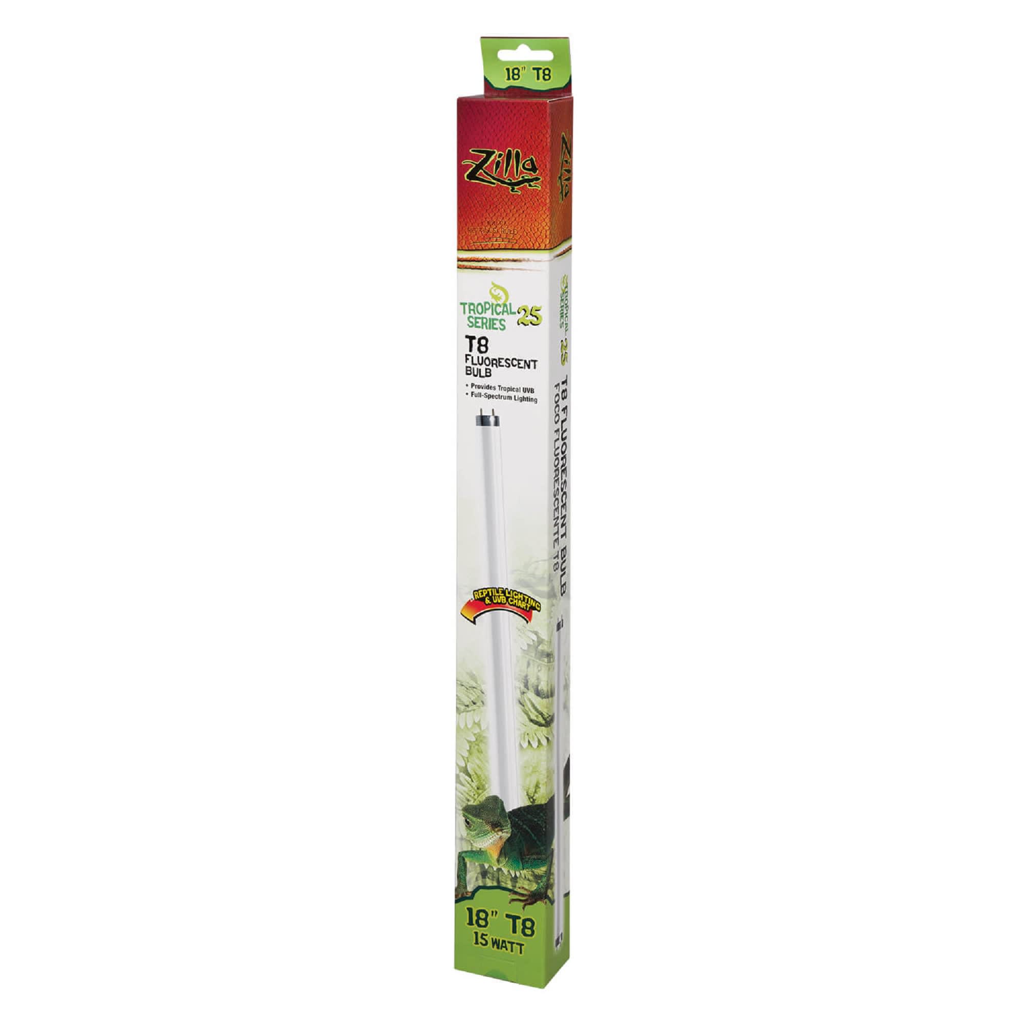 Zilla Tropical 25 UVB Fluorescent T8 Bulb, 15 Watts