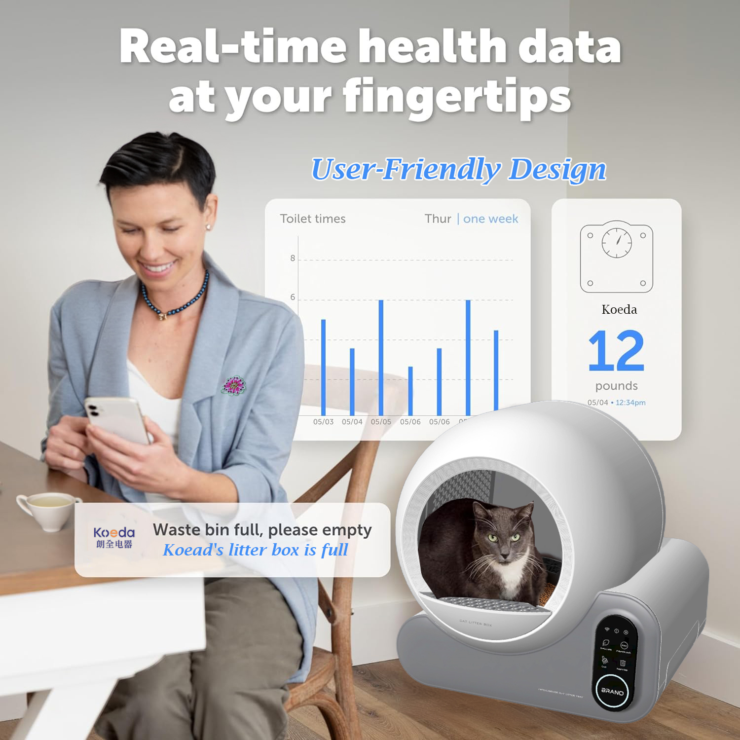 APP Control Intelligent Smart Self Cleaning Litter Box For Cats Smart Automatic Cat Litter Box & accessories With 70L Capacity