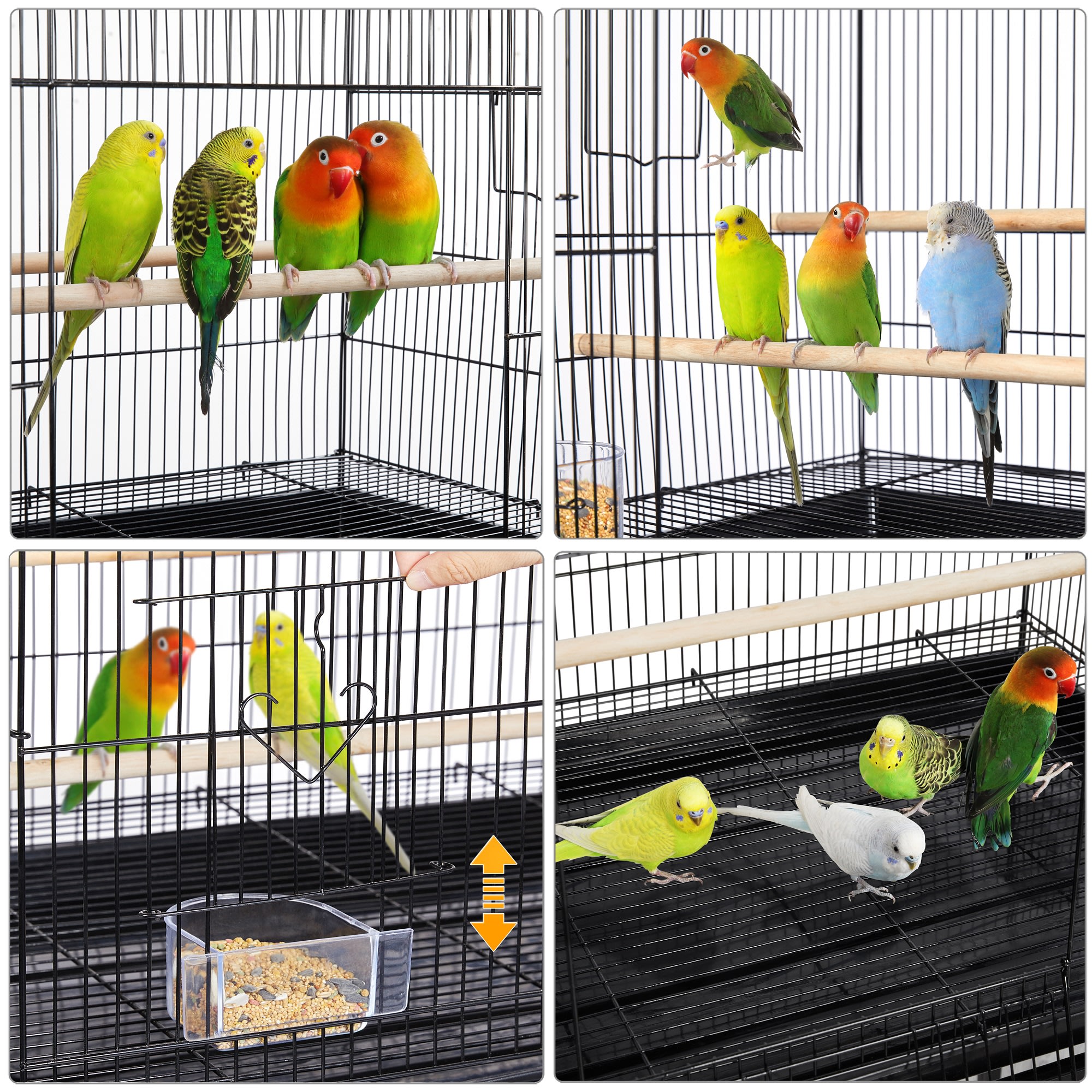 Topeakmart Black 47" Flight Cage with Slide-Out Tray and Rolling Detachable Stand for Birds