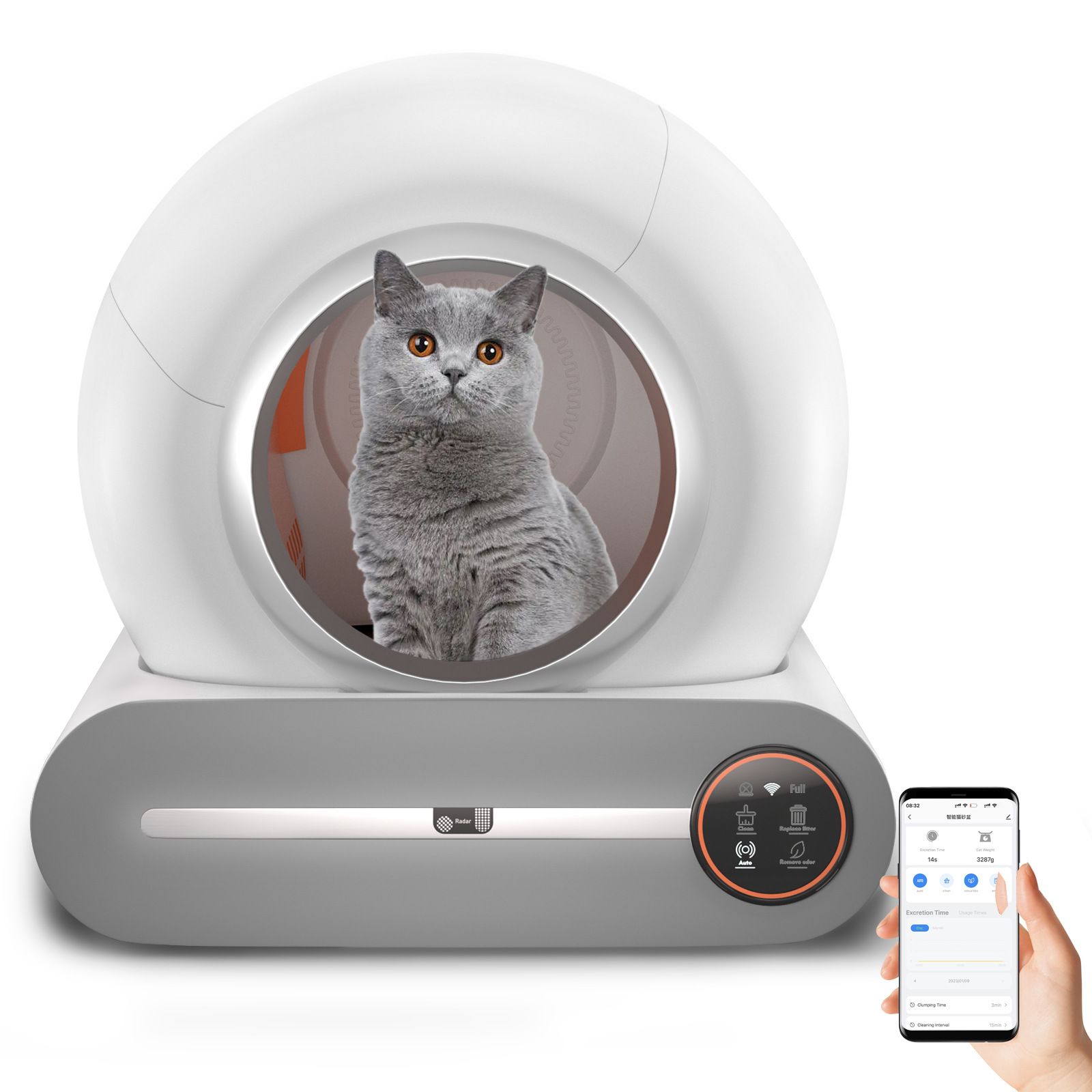 Auto Electric Cat Toilet Cleaning Sets Tuya APP Self-cleaning Smart Pet Automated Robot Cat Litter Box