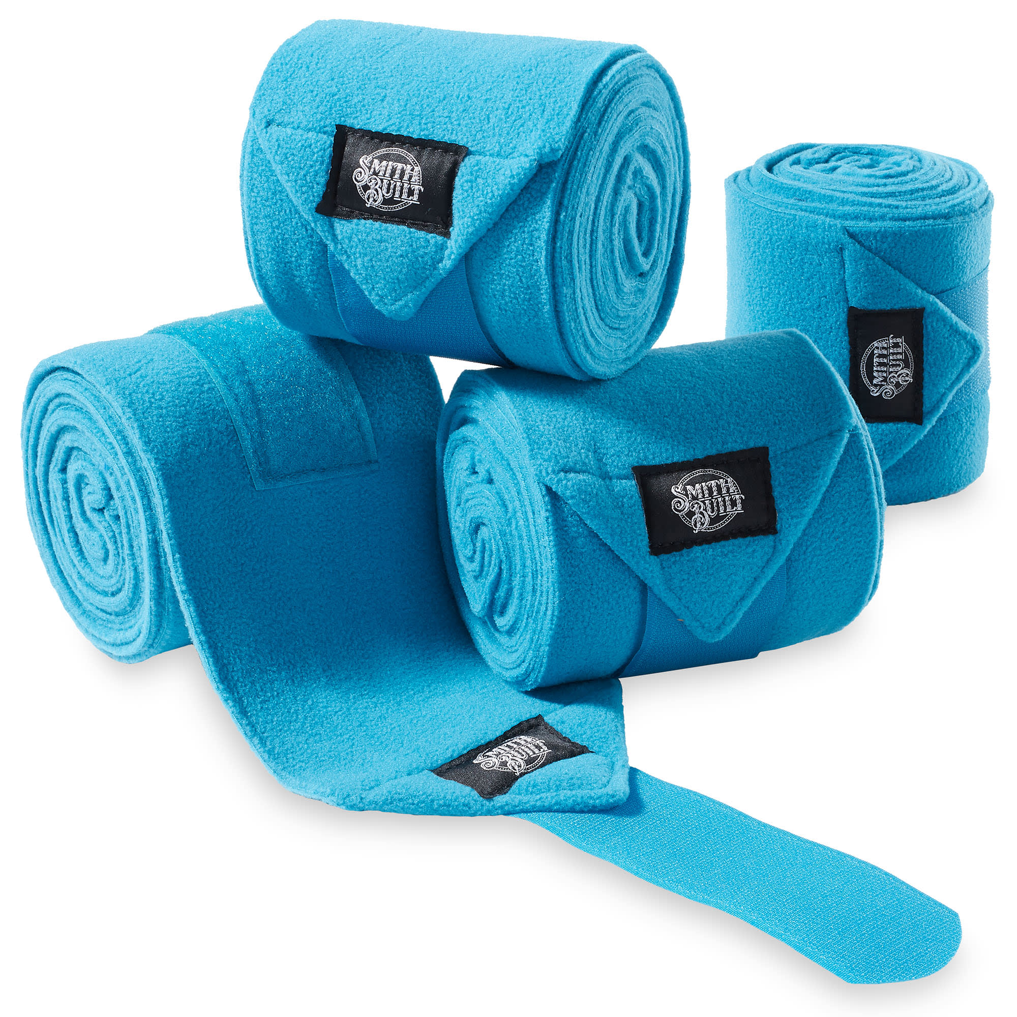 SmithBuilt Turquoise Fleece Polo Wraps Bandages for Horses, Set of 4