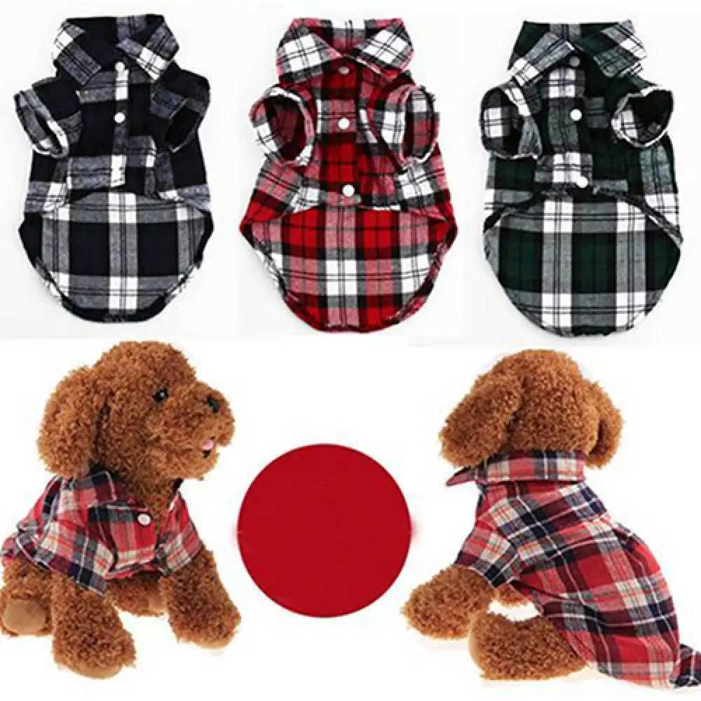Small Dog Jacket dog clothes Pet Plaid Shirt Lapel Coat Cat Jacket Clothes Costume Tops dog accessories 2021XJ241125