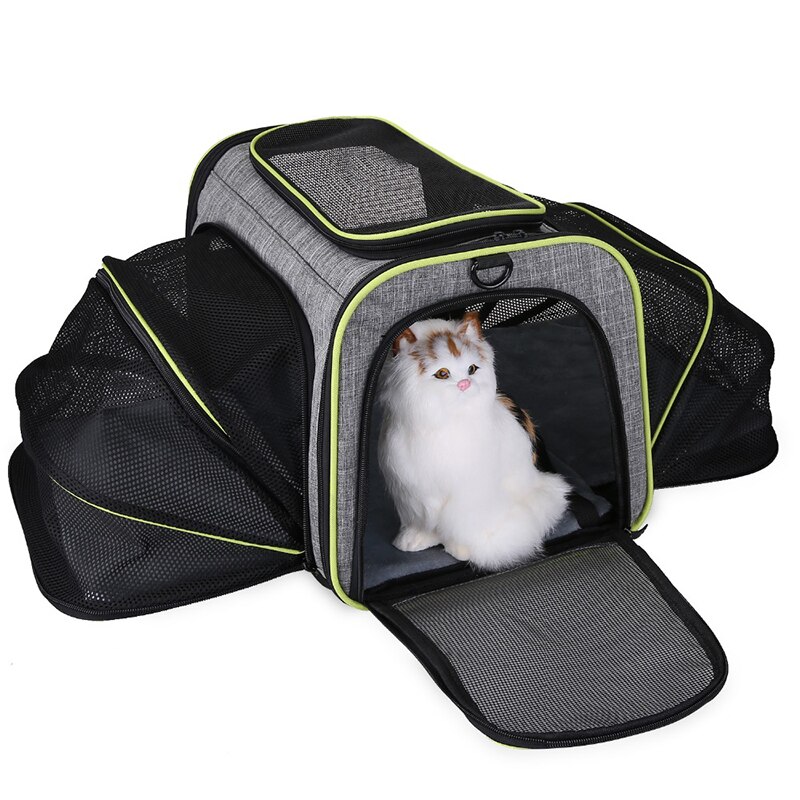 Pet Airline Approved Expandable Reflective Foldable Soft Travel Bag Products Pet Cages Carriers