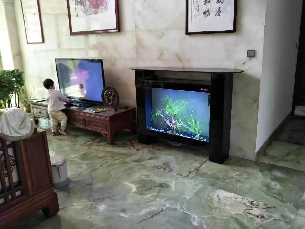 Led Light Wood Curved Custom Clear Glass Straight Aquariums & Accessories Luxury Glass Fish Tank Aquarium Pond Fish Fibre Glass