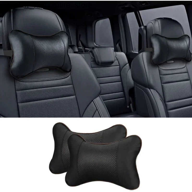 Seat Cushions Car Neck Pillows Both Side Pu Leather 1pcs Pack Headrest For Head Pain Relief Filled Fiber Universal Car Pillow J241125