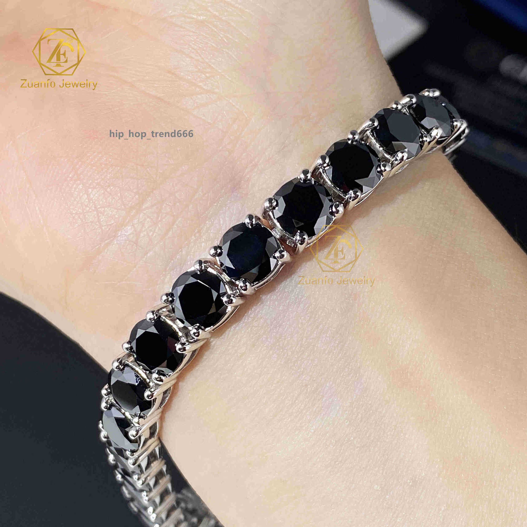 Newest Custom Sterling Sier Bracelet Party Ocn Moissanite 2mm 3mm 4mm 5mm 6.5mm VVS Black Tennis Chain