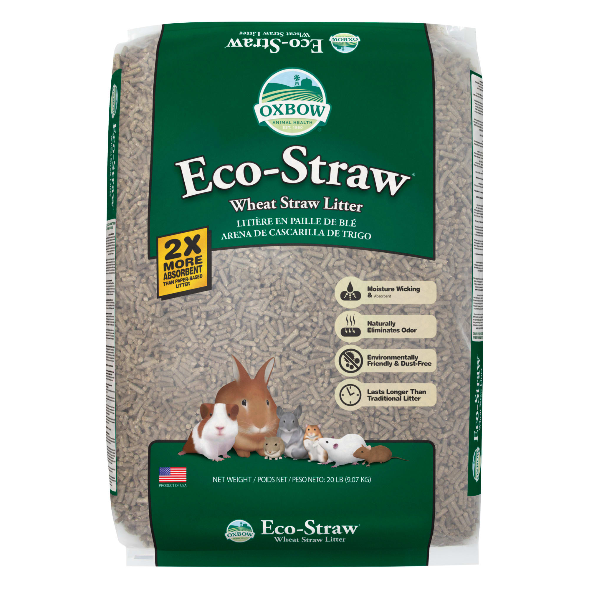 Oxbow Eco Straw Pelleted Wheat Straw Litter for Small Animals, 20 lbs.