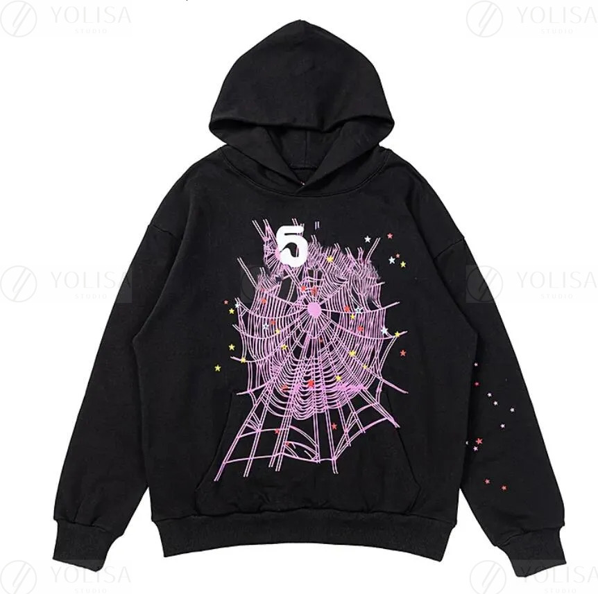 Sp5derr Hoodie High Street Hip Hop Hooded Designer Young Thug Streetwear Mens Spider Hoodies Womens Sweatshirt Cobweb Graphic Foaming Print 555 Sweatpants 306