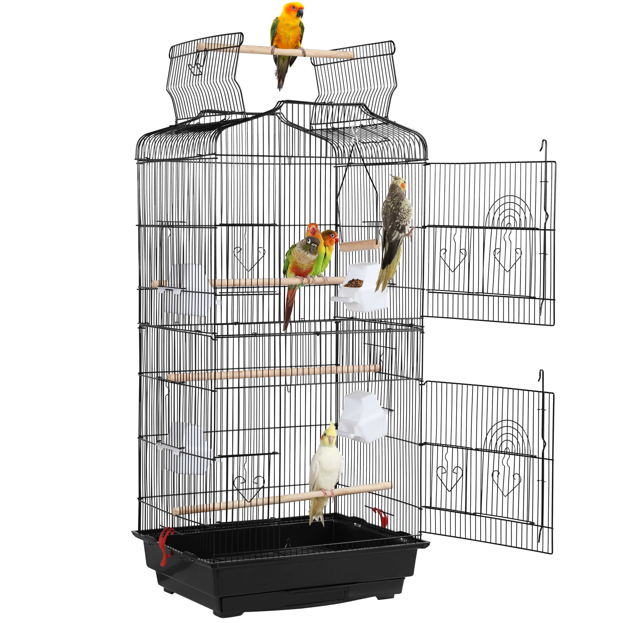 Topeakmart Black Open Top Metal Bird Cage, 41" H