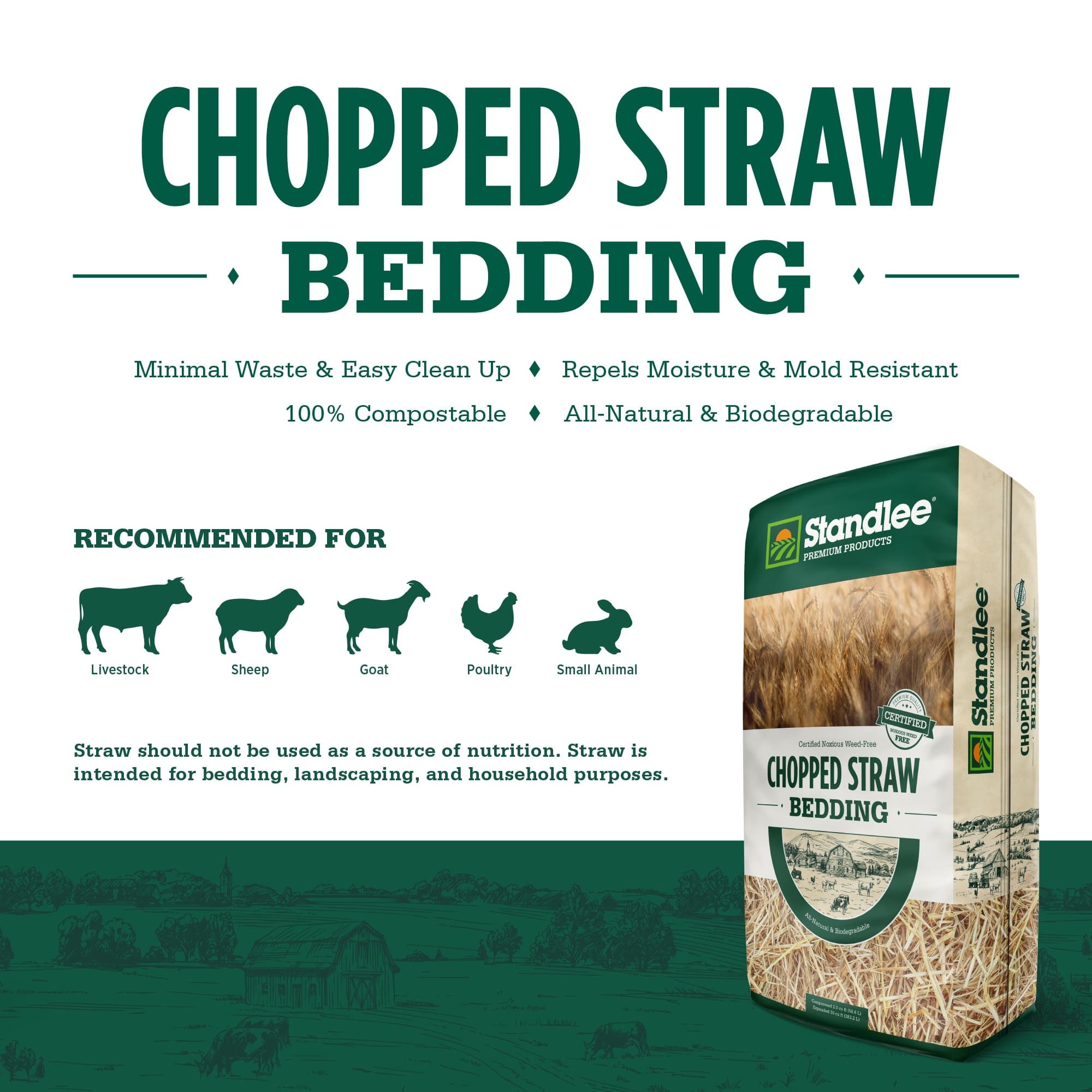 Standlee Premium Products Certified Chopped Straw, 25 lbs.