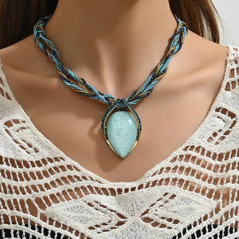 Fashion Bohemia Ethnic Handmade Necklace For Women Bijoux Multilayer Beads Chain Jewellery Choker Woman Gift 241122