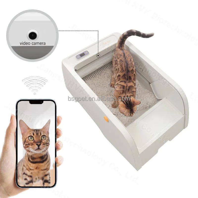 Wholesale Smart Cat Toilet with camera APP WIFI Control Self Cleaning Automatic Cat Litter Box
