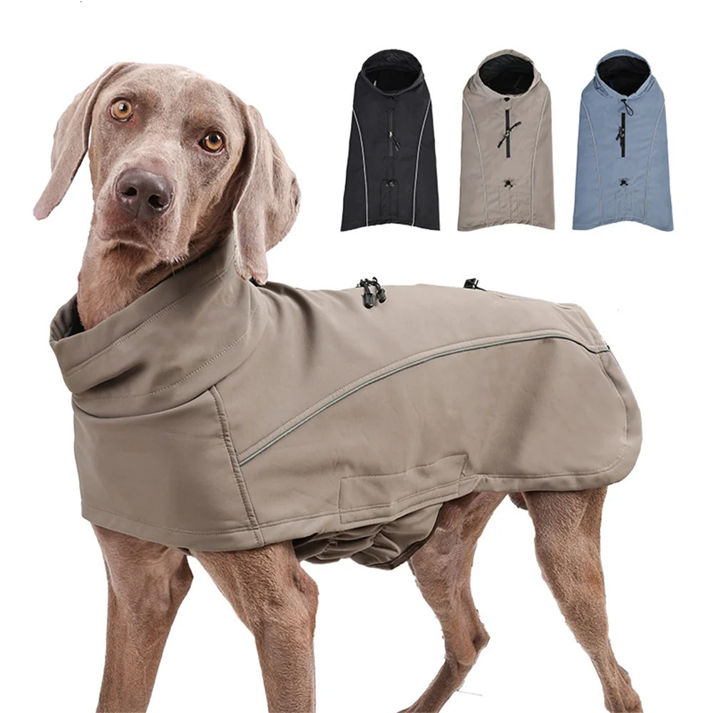 Waterproof Jacket for Large Dogs Flexible Chest Fleece Lining Soft Shell Outdoor Dog Jackets Safety Reflective Pet Clothes Coat 241125
