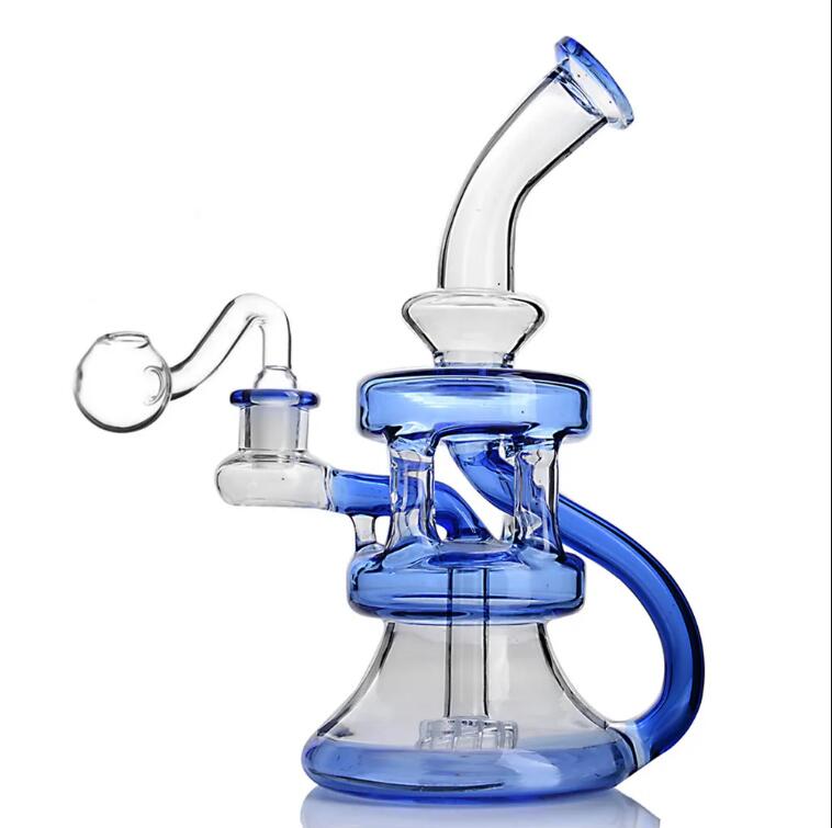 Recycler Glass Water Bongs Hookahs Smoking Beaker Base Dab Rigs Thick Glass Bong Dabber Smoke With 14mm Bowl