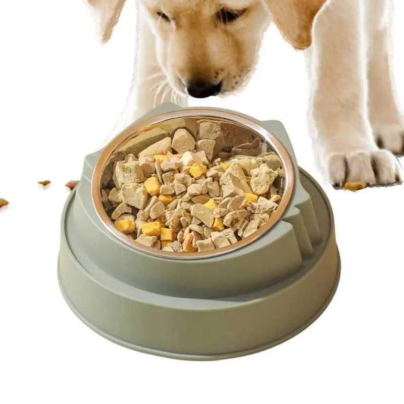 Cat Bowl Non-Slip Pet Stainless Steel Food Bowls Ergonomic Design Cat Dog Food Bowl with 15 Degree Oblique Mouth Puppy FeedingXJ241125