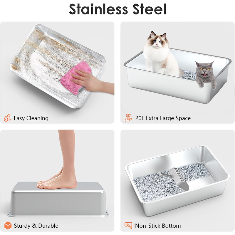 2024 New Listing full Enclosed smart Cat Toilet with deodorizer Stainless Steel cat Litter Box