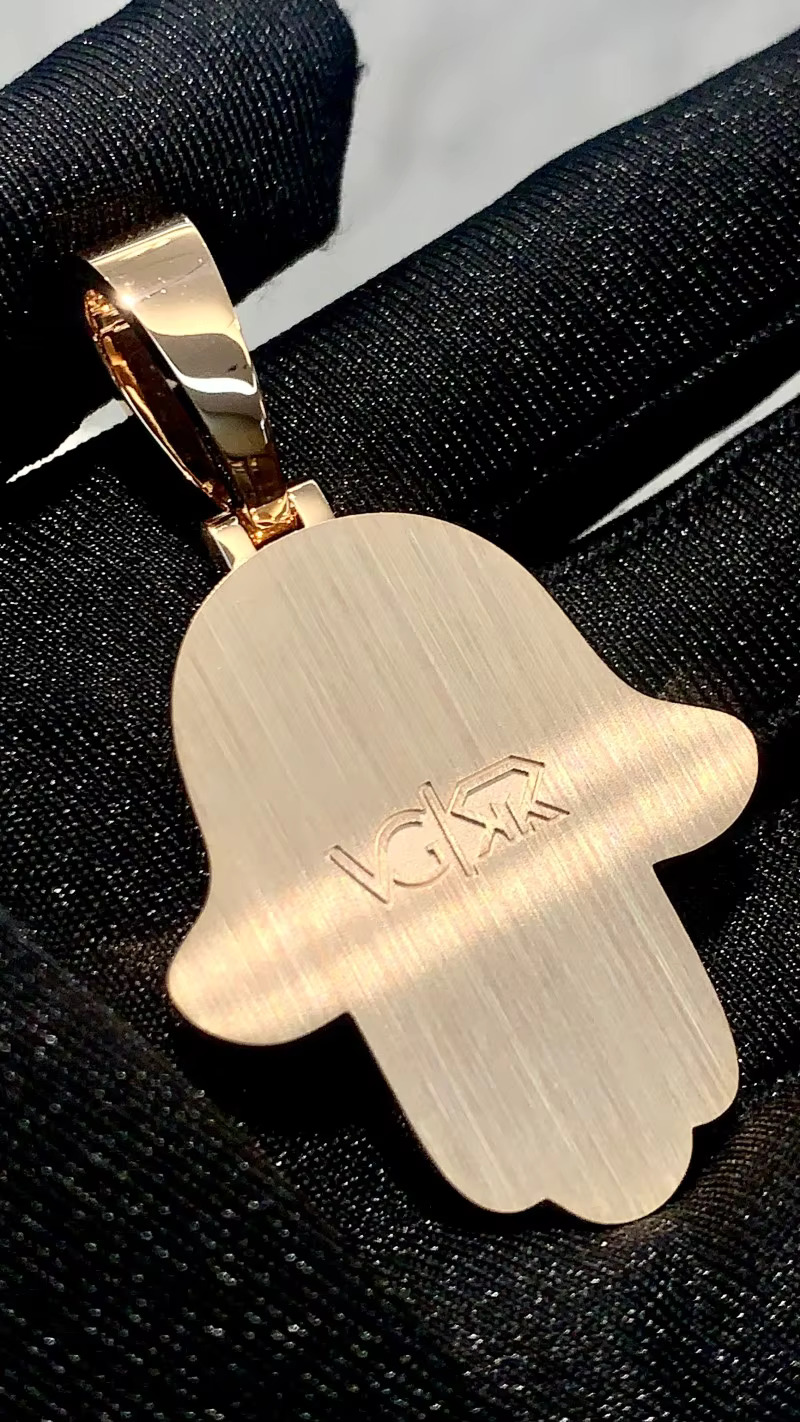 Moissanite necklace Hip-hop style iced cultured dia palm gold custom jewelry pendant gift