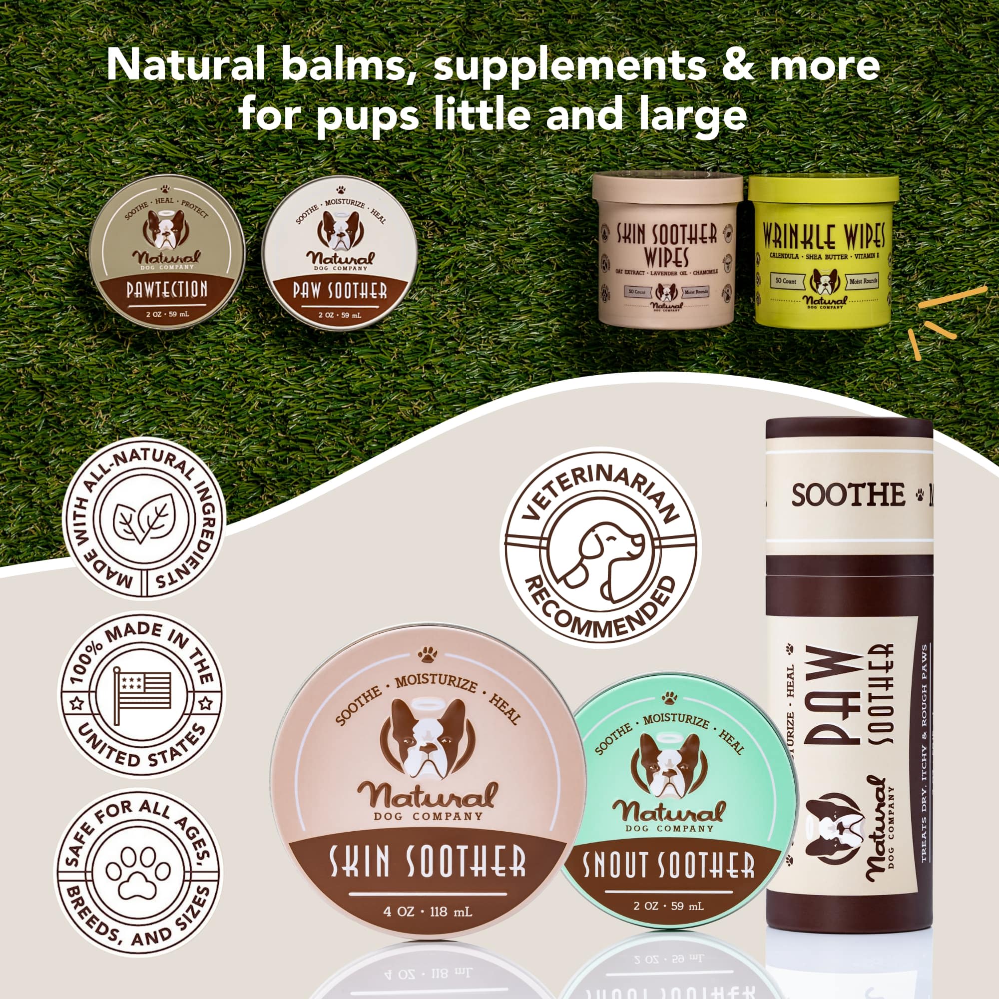 Natural Dog Company Paw Protection Balm Tin for Dogs, 2 oz.