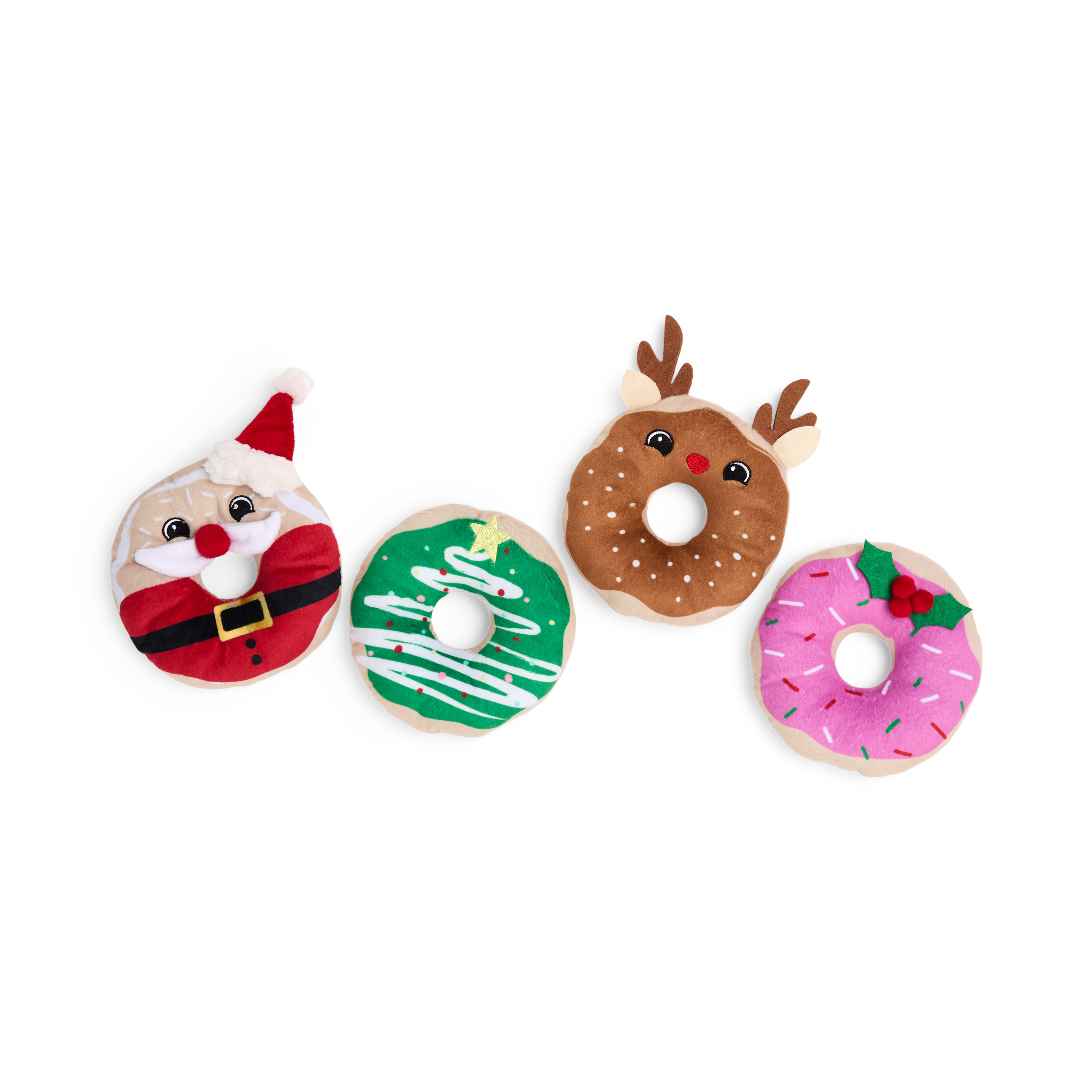 Merry Makings Plush Donut Dog Toy, Small, Pack of 4