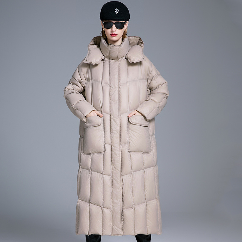 90 white duck designer winter new loose fashionable warm and thick cold resistant down women, extended jacket for women