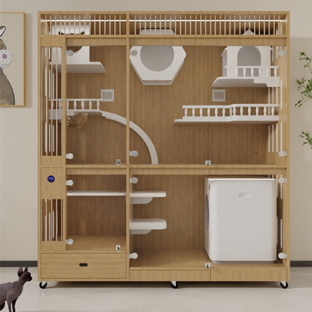 Hot Luxury 3-Layer Cat Cage Customizable Household Wooden Furniture for Cat House & Scratching Villa for Pet Owners