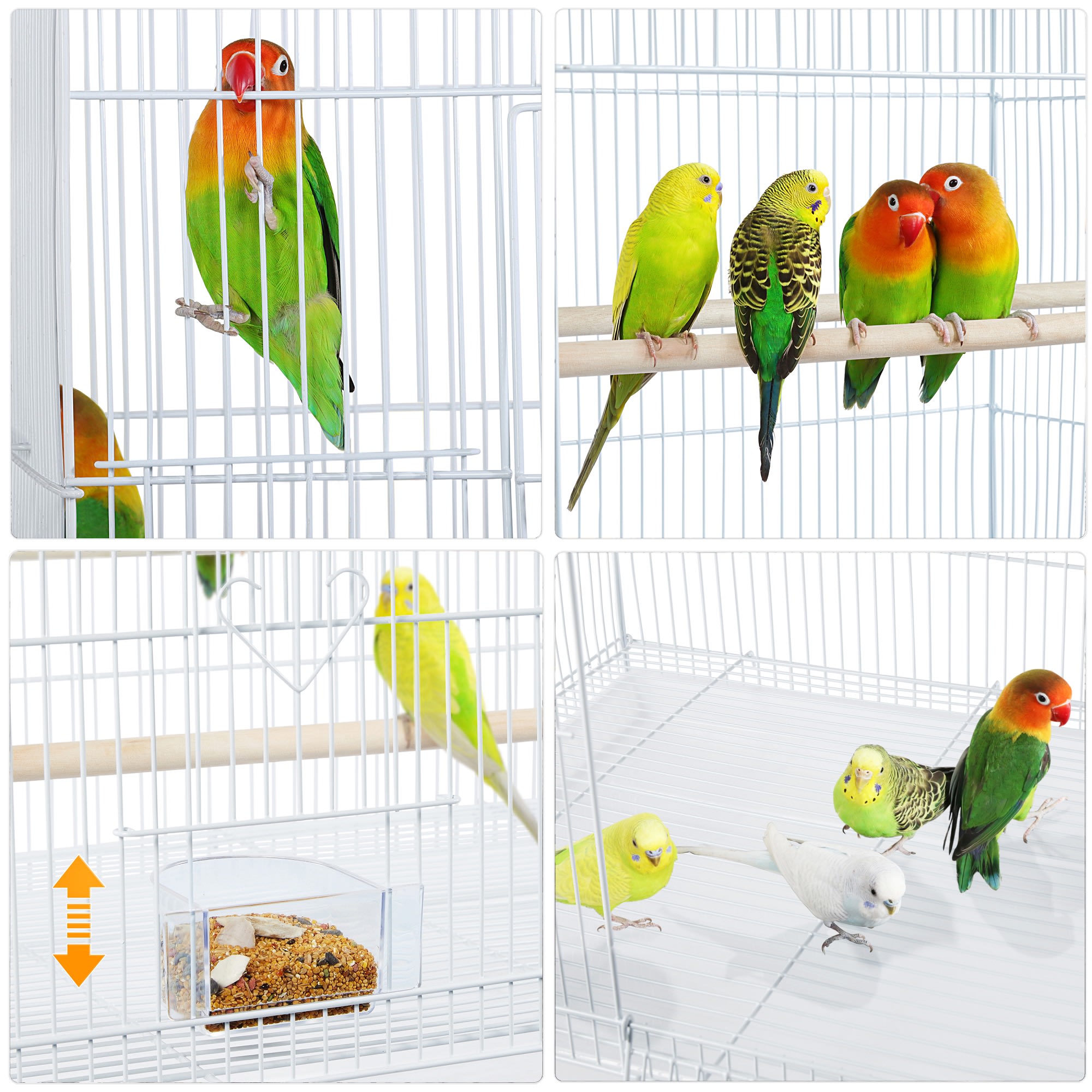 Topeakmart White 18" Flight Cage with Slide-Out Tray for Birds