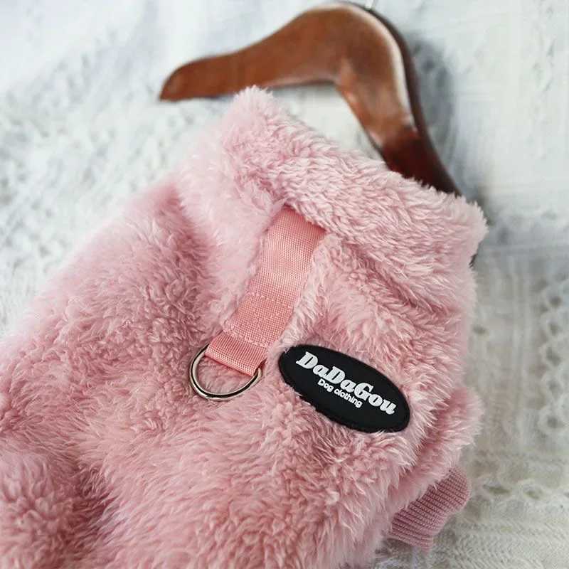 Soft Fleece Dog Clothes with Pull Ring Pet Jumpsuits Clothing For Small Dogs Coat Autumn Winter Puppy Sweater Pet ApparelXJ241125